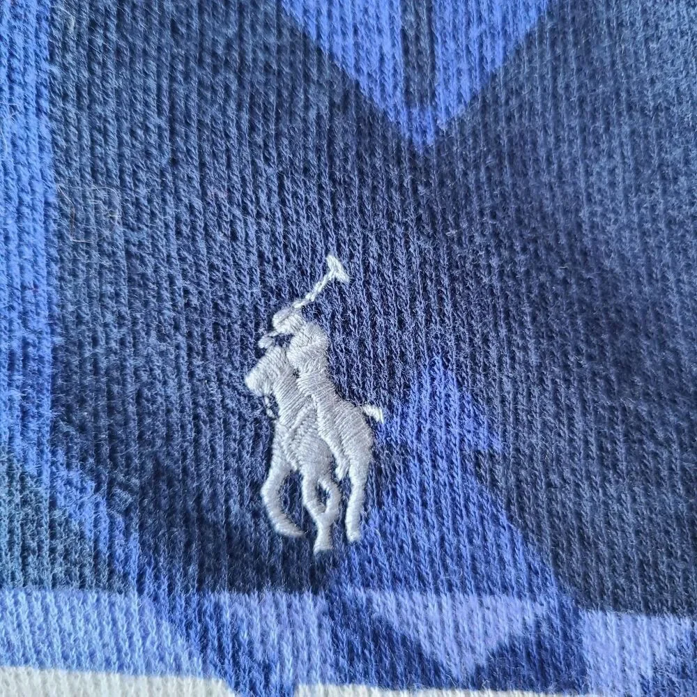 Polo Ralph Lauren XL Southwestern Aztec Henley Shirt Blue Long Sleeve Cotton